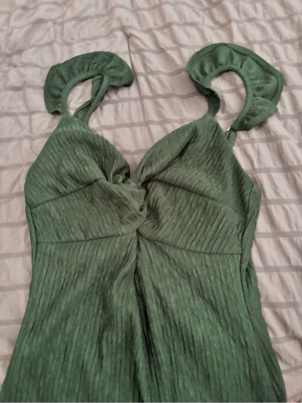 Francesca's Collections Olive Green Twist-Front Midi Dress